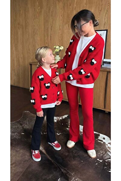 Lolliboomkids Girl's red appliqued cardigan and leggings set - cardigan optio...