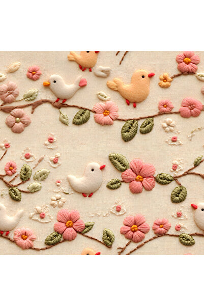 Novinqa Nakış Efektli Çiçek 27 Desenli Dijital Baskılı Kumaş