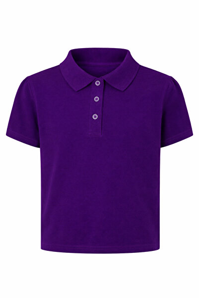 OEM Tricou scoala cu maneca scurta, FETE tip polo, MOV INCHIS