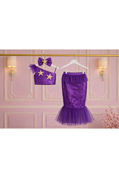 NA ADDESIGN Costum de prințesă sirenă cu paiete, set sirenă cu fustă tip pește