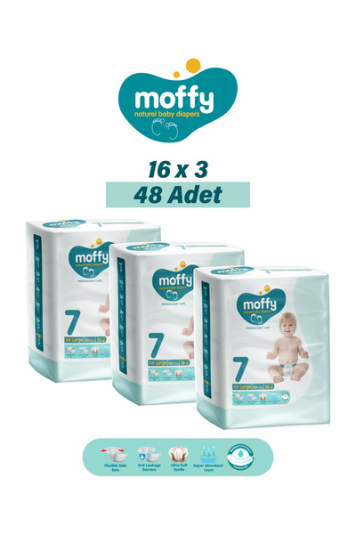 Moffy Twin Extra Extra Large 7 Beden Bebek Bezi (16 x 3) 48 Adet