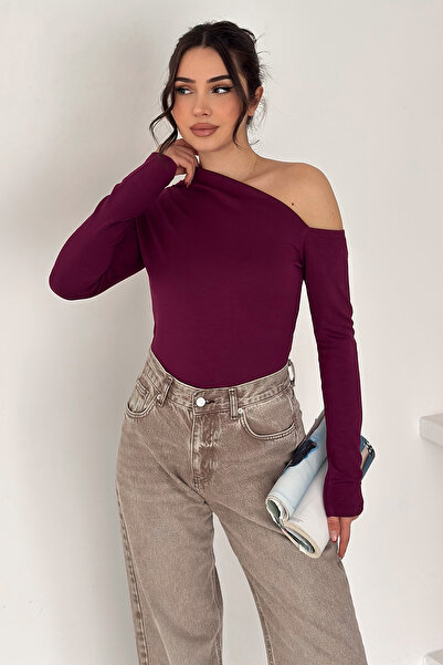 Noa&Noa Women's Asymmetrical One-Shoulder Blouse – White Angle