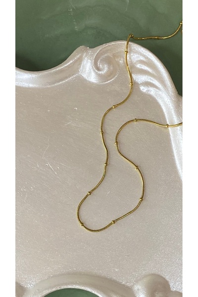 SELUVİA Steel Stamped Thin Minimal Dorica Ball Chain 45 cm Women's Necklace |...