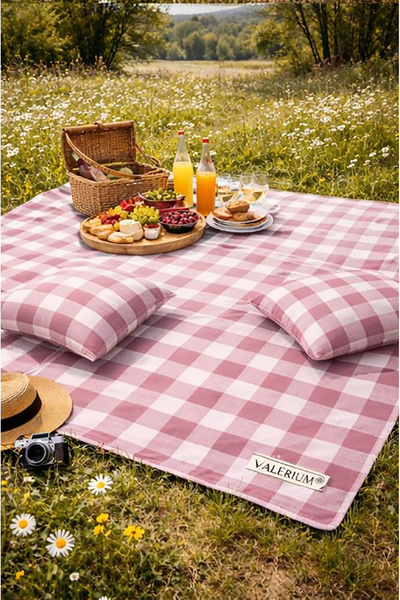 Valerium Sıvıya ve Lekeye Dayanıklı Silikon Dolgulu Piknik Seti 170x170cm + 2...