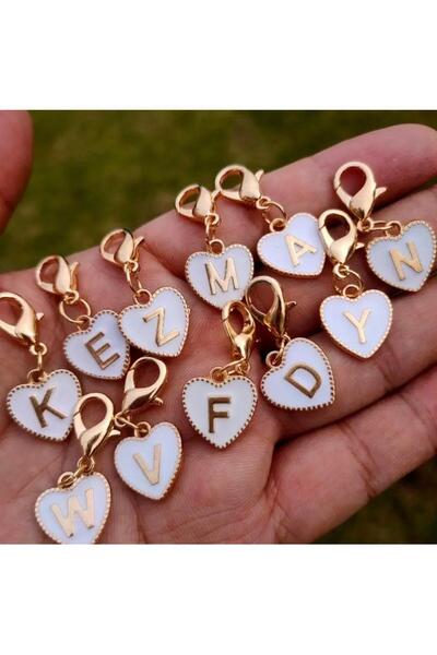 alisa Letter O White Heart Keychain or Bag Ornament