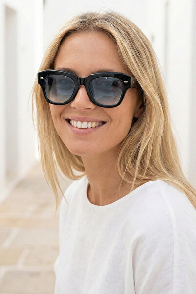 Kapin Nairo Geometric Bone Sunglasses - Blue Glass