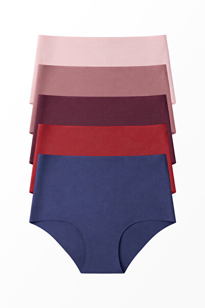Stoykis 5 Adet Lazer Kesim Dikişsiz Yüksek Bel Kadın Külot Seti - Ekstra Esne...