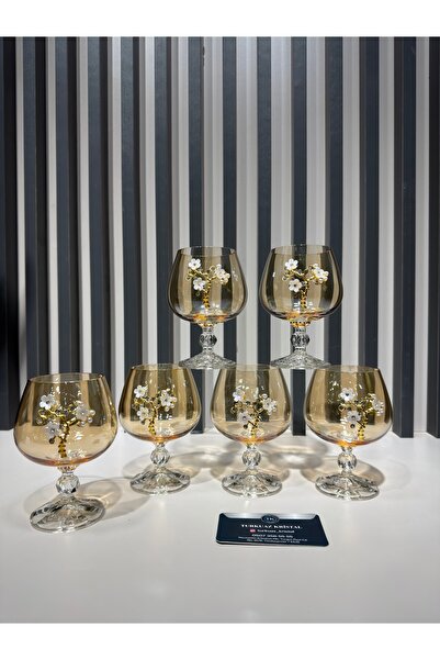 Vakıf home Bohemia Kristal Ayaklı Gold İncili Kahve Yanı Su Bardağı 250 ml