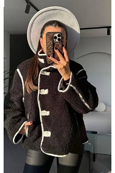 Lunea Womens Women's Black Lined Plush Coat