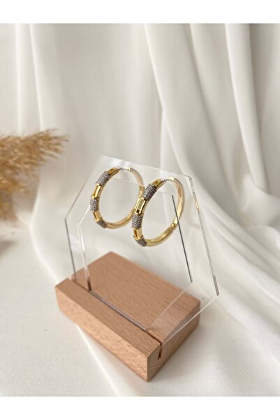 BOJOVA Taşlı Halka Küpe - Orta Boy