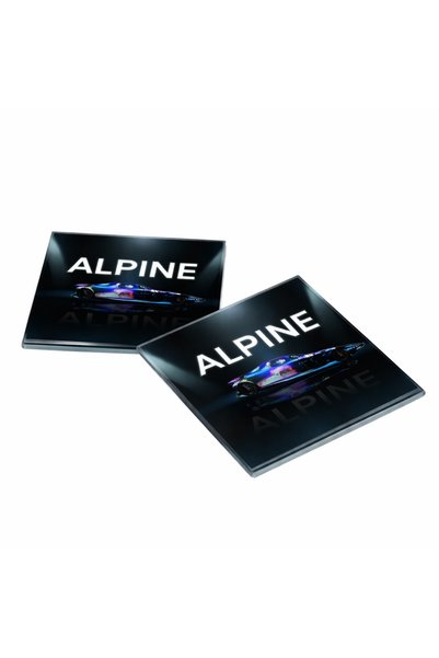 niceworkbynicehands Alpine Formula 1 Themed Crystal Glass Coaster Set of 4 - 10X10 cm Luxury Design