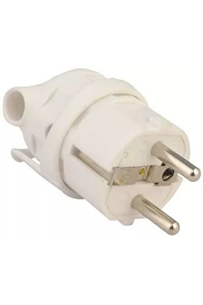 Well Mufa tata Stecher Schuko cu inel de prindere iesire laterala alb 250V 16A