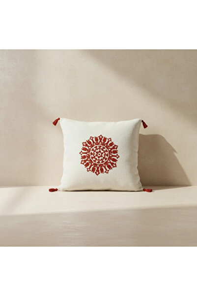 Shopyteks غطاء وسادة زخرفي مطرز بالزينة على شكل بوم بوم (بدون حشو داخلي)