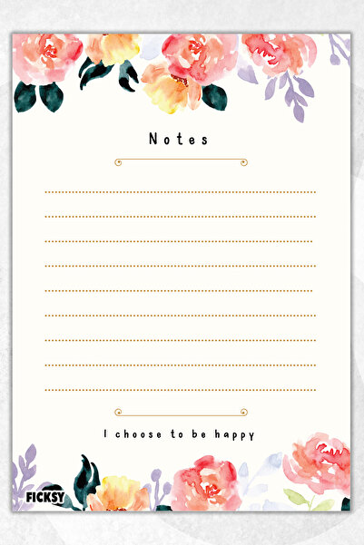 Ficksy دفتر ملاحظات مخطط على شكل زهرة مقاس A5 - 50 ورقة - مذكرة - دفتر ملاحظا...