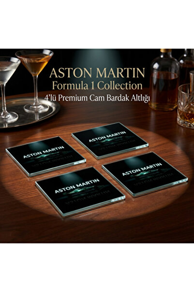 niceworkbynicehands Aston Martin Formula 1 Themed Crystal Glass Coaster Set o...