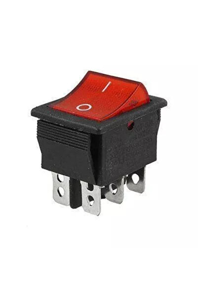 OEM Intrerupator 6 poli ON-OFF 250V 16A 1 buton rosu cu retinere 21.7x28.5mm