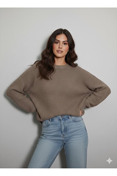 Sublime Butik Pulover casual cu gât rotund, supradimensionat, tricotat gros, ...