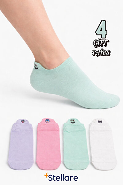 stellare Șosete tip botine cu detalii brodate, 4 perechi