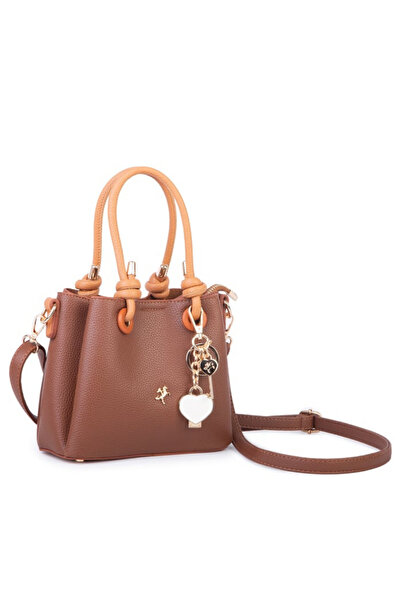 DEV 3 ADAM Nasbag Taba Women's Charmlı Mini Handbag and Crossbody Bag