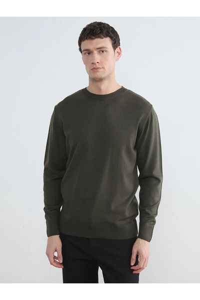 LC Waikiki Lcw Vision Khaki Crew Neck Men's Knitwear Sweater