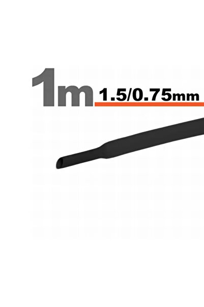 OEM Μαύρος θερμοσυστελλόμενος σωλήνας 1,5 /0,75 mm μήκους 1m