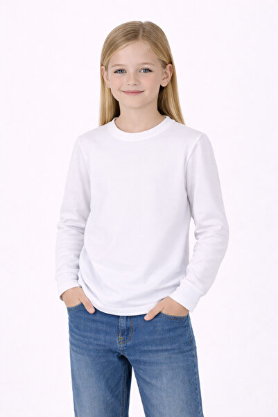 OEM Bluza scoala/sport cu maneca lunga FETE, ALB