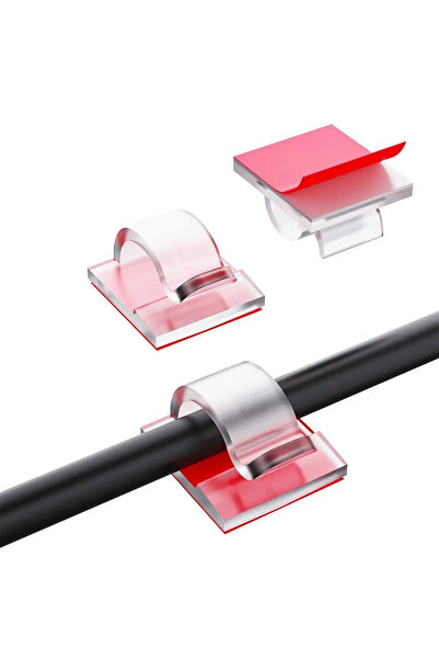 Well Set of 24 transparent self-adhesive cable organizers ORG-CABLE-S0224TT-WL