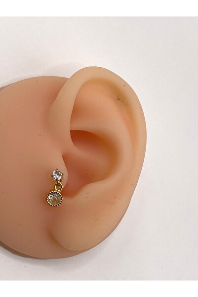 kurukafagift Damla Yuvarlak Taşlı Çelik Piercing Helix Tragus Kıkırdak Lob 8 mm