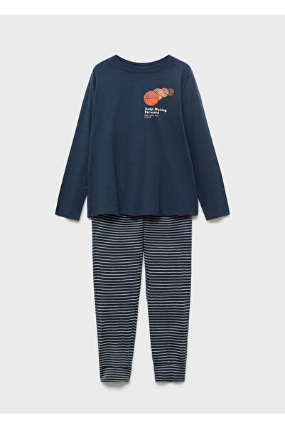 MANGO Kids Çizgili uzun pijama takımı