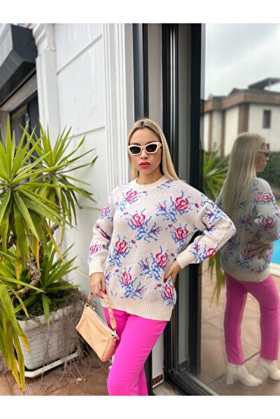 For Angels Çiçek Desenli Triko Kazak