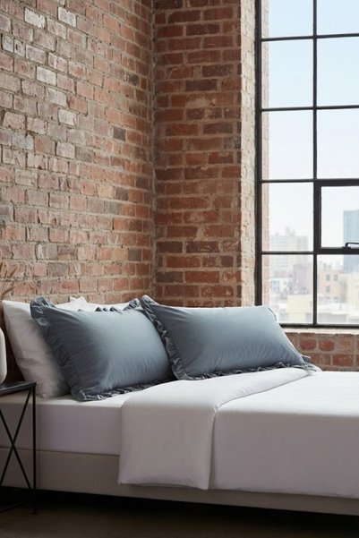 Joyrose 2 Pieces 100% Cotton Ruffle Pillowcase 50X70 cm Modern with Hidden Zipper
