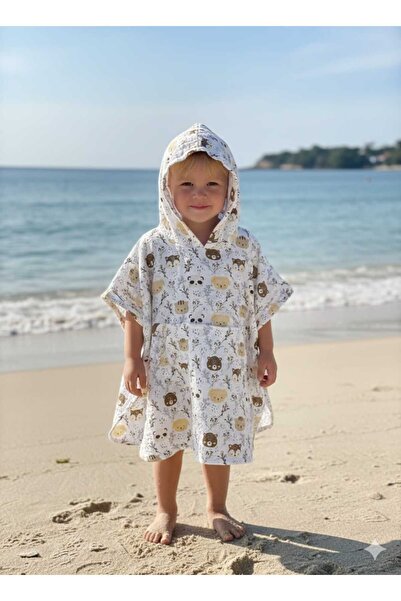 Eylülce Butik بونشو من الموسلين العضوي للأطفال، بونشو للشاطئ مصنوع من القطن ب...