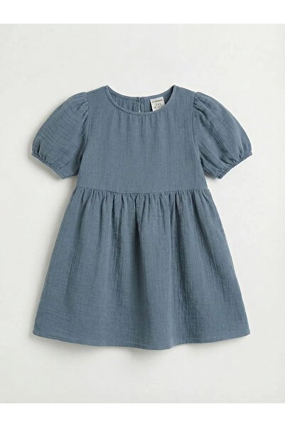 LC Waikiki Κοριτσίστικο φόρεμα LCW ECO Indigo με λαιμόκοψη ποδηλάτου και κοντ...