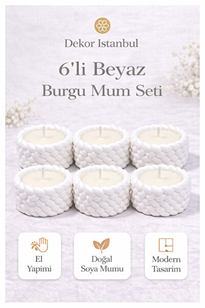 Dekor İstanbul 6’lı Burgu Mum Seti – El Yapımı Doğal Soya Mum, Modern Dekorat...
