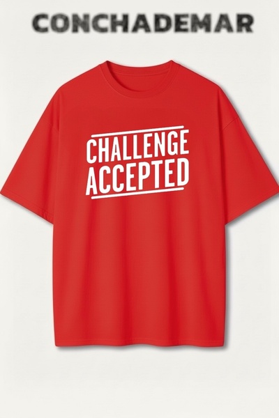 Vordevia Challenge Accepted Barney Надрукована преміум-футболка з бавовни ове...