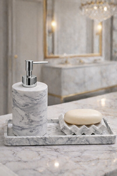 AVZEMA HOME Beton Banyo Lavabo Sabun Sabunluk Seti Tuvalet WC Mutfak Dekorati...