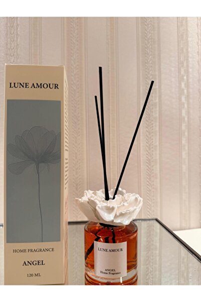 Lune Amour 120 ml Seramik Çiçek Taşlı Bambu Çubuklu Angel Oda Kokusu Kapak