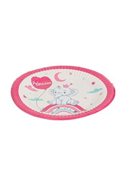 OEM Party Plates from Cardboard Beige Pink Elephant Rainbow Princess Ø18 cm -...