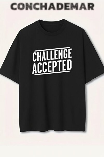 Vordevia Challenge Accepted Barney Printed Premium Oversize Cotton T-Shirt