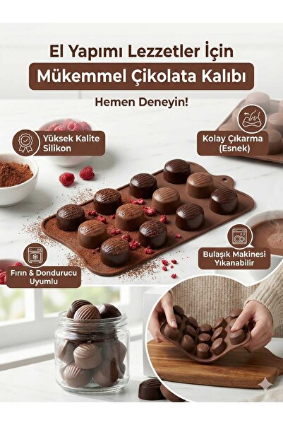 LOVYCO قالب شوكولاتة من السيليكون بنمط قشر المحار مكون من 15 قطعة - مقاوم للح...