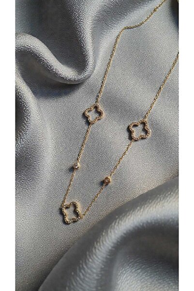 İNİTİUM Premium Paslanmaz Stainless Steel Çelik 14K Yonca Model Kolye