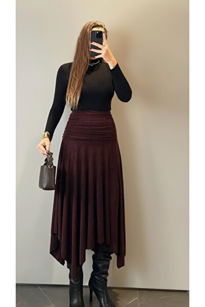 My Blog تنورة بحزام مطاطي بلون البرقوق - 3366