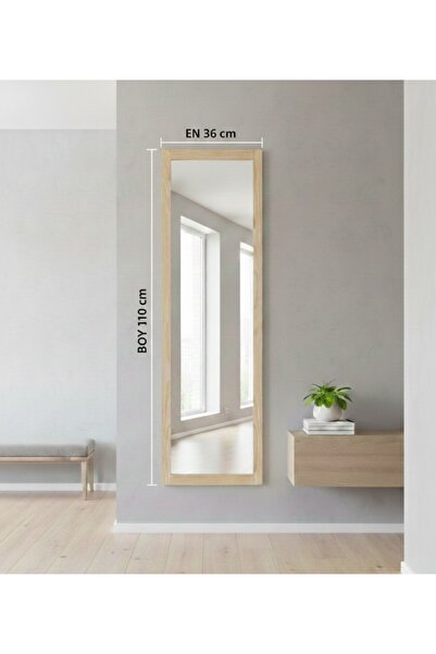 MİRRORSS Doğal ahşap çerçeve cam ayna 111 X 36 cm hol ayna , duvar room antre...
