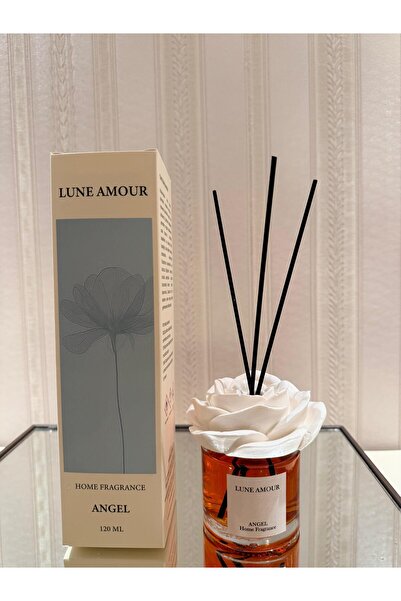 Lune Amour 120 ml Seramik Çiçek Taşlı Bambu Çubuklu Angel Oda Kokusu Kapak