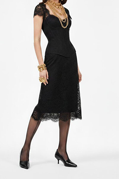 TrendyAnka Women's Black Striped Pattern Low Short Heeled Shoes Stiletto