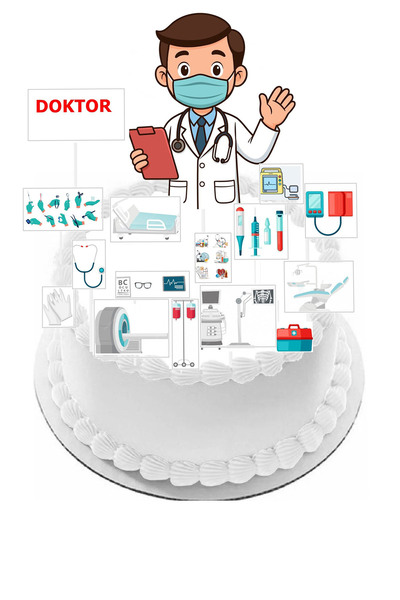 Pasta9 Pasta Kürdanı Doktor Temalı Şekildeki Görseller Kuşe Kağıda Hazırlanmı...
