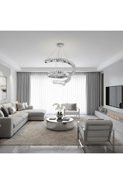 Elizim Home Lighting Yay kristal taşlı ledli krom avize