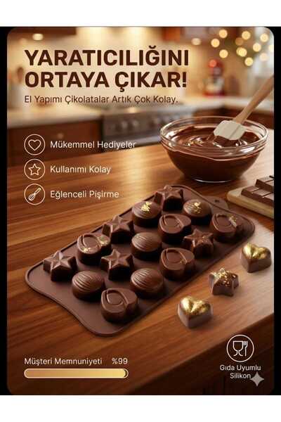 LOVYCO 15-Cavity Silicone Chocolate Mold - Heart, Star and Round Patterns - F...