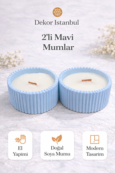 Dekor İstanbul 2’li Mum Seti – El Yapımı Doğal Soya Mum, Modern Dekoratif Mum...