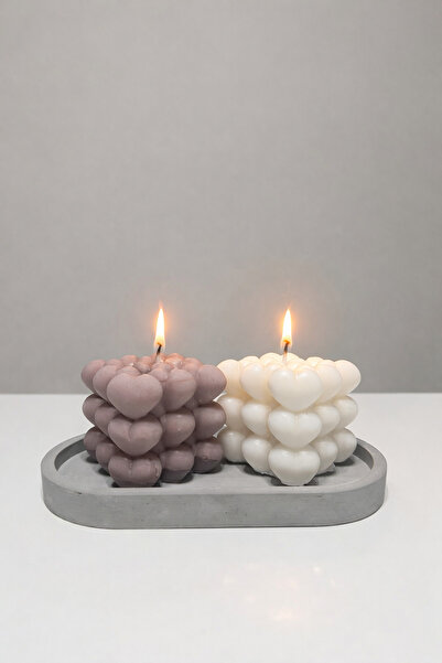 Full Moon Candles El Yapımı Kalpli Bubble Mum -Hediyelik Mum - Dekoratif Mum